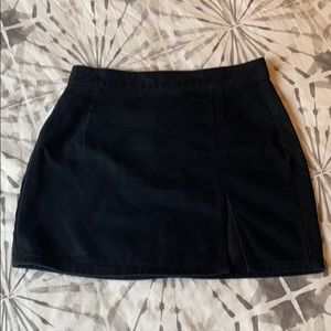 Black denim mini skirt